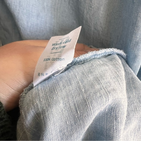 Marine Layer Denim Button Down Short Sleeve Shirt Two Tone Cotton M - Picture 4 of 5